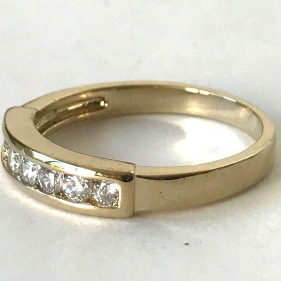 Gold Cubic Zirconia Eternity Anniversary Ring Size 12 VintageStyle Plated Unisex - Picture 3 of 9
